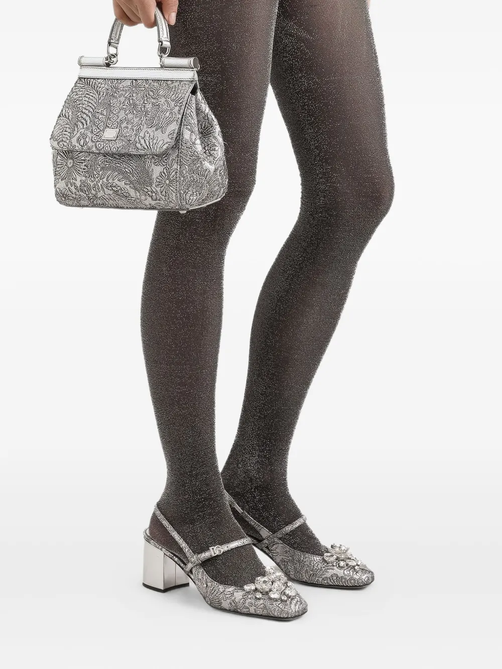 Dolce & Gabbana Medium Sicily brokaat shopper - Zilver