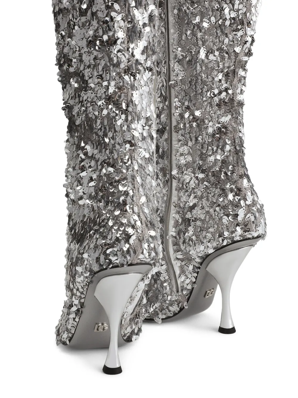 Dolce & Gabbana 105 mm laarzen verfraaid met pailletten Zilver