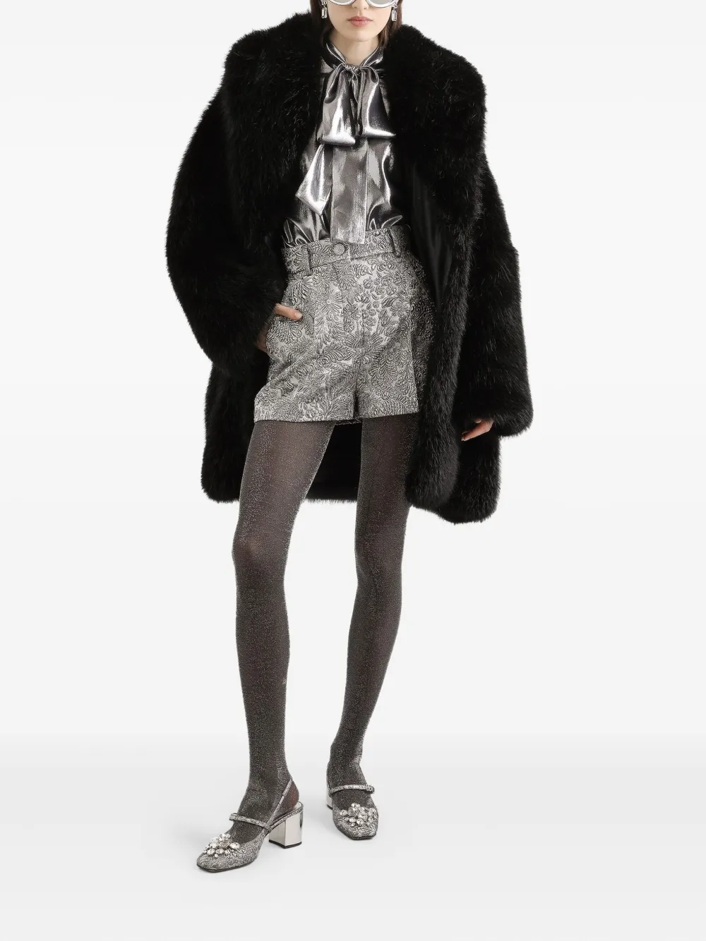 Dolce & Gabbana Fur-effect Coat In Black
