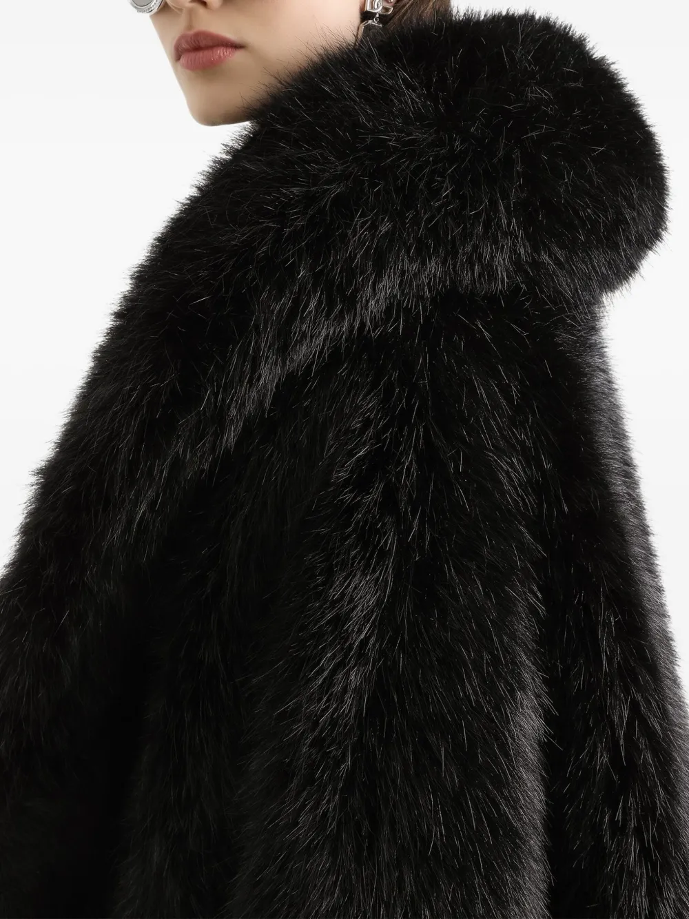Dolce & Gabbana Fur-effect Coat In Black