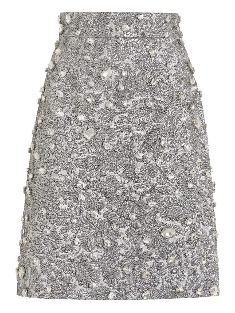 Dolce & Gabbana Crystal-embellished Midi Skirt In Silver