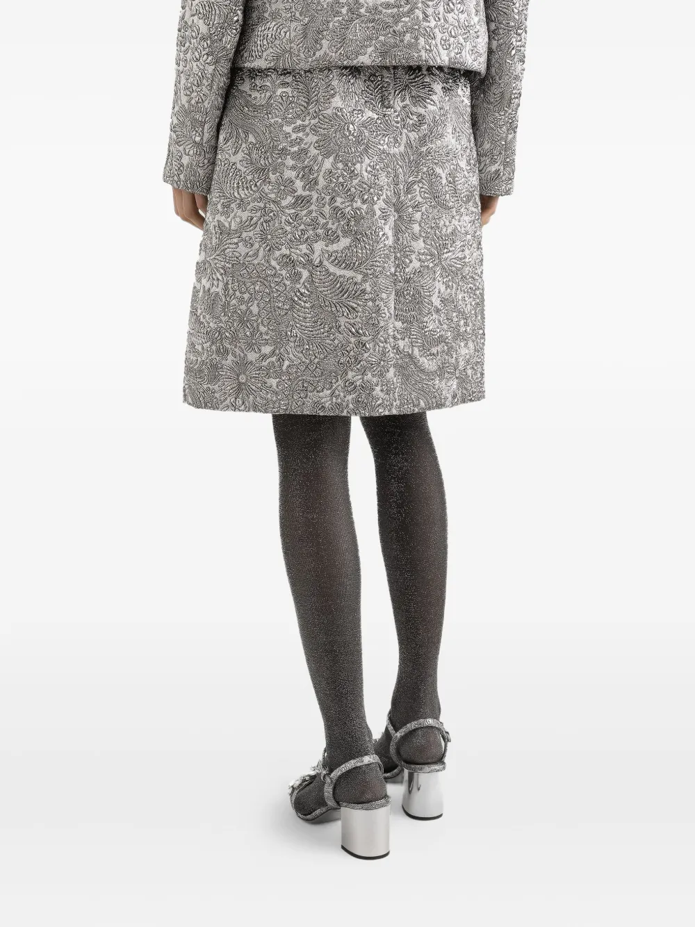 DOLCE & GABBANA FLORAL-JACQUARD LAMÉ SKIRT