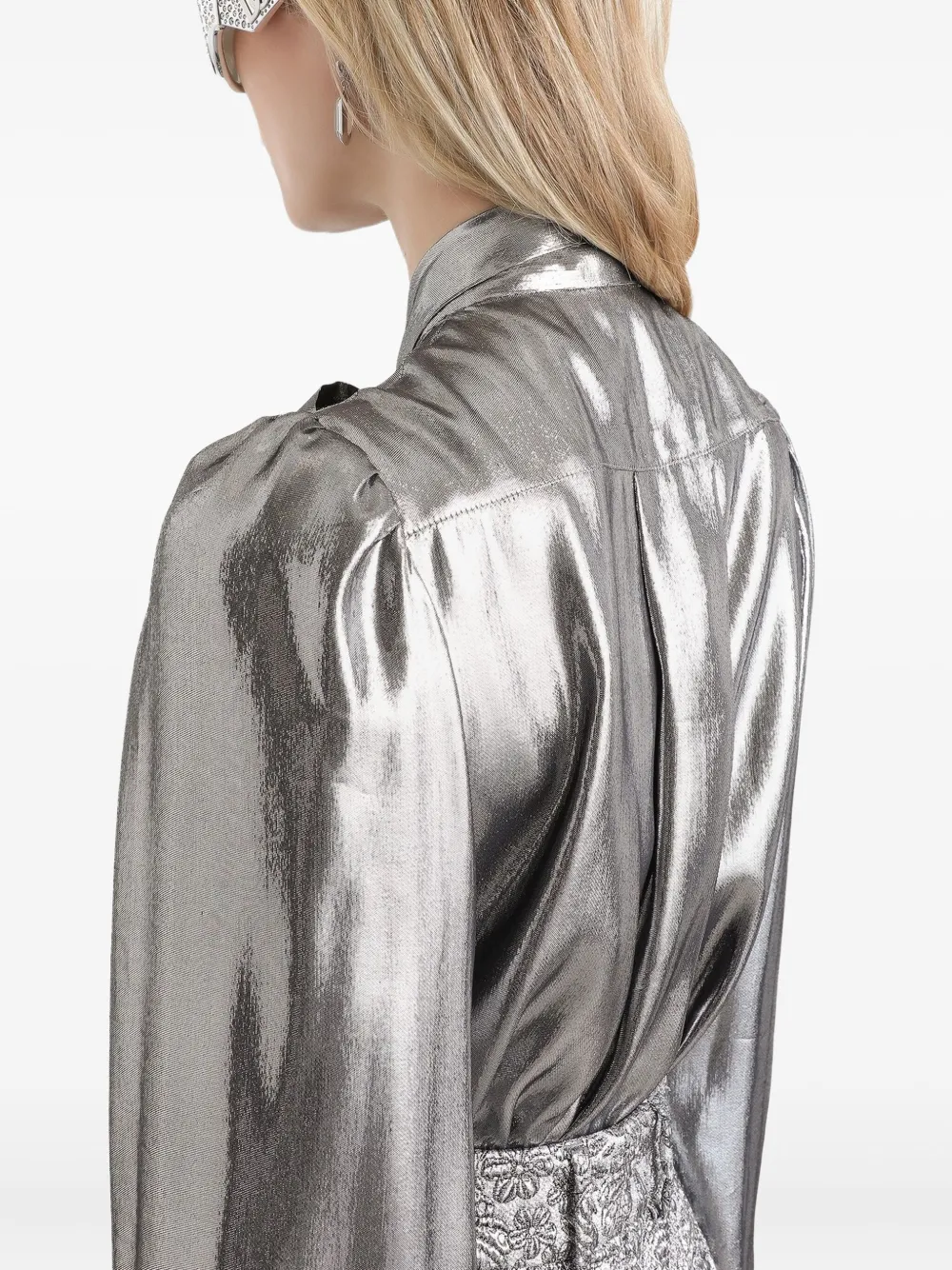 Dolce & Gabbana Lamé Chiffon Shirt In Silver