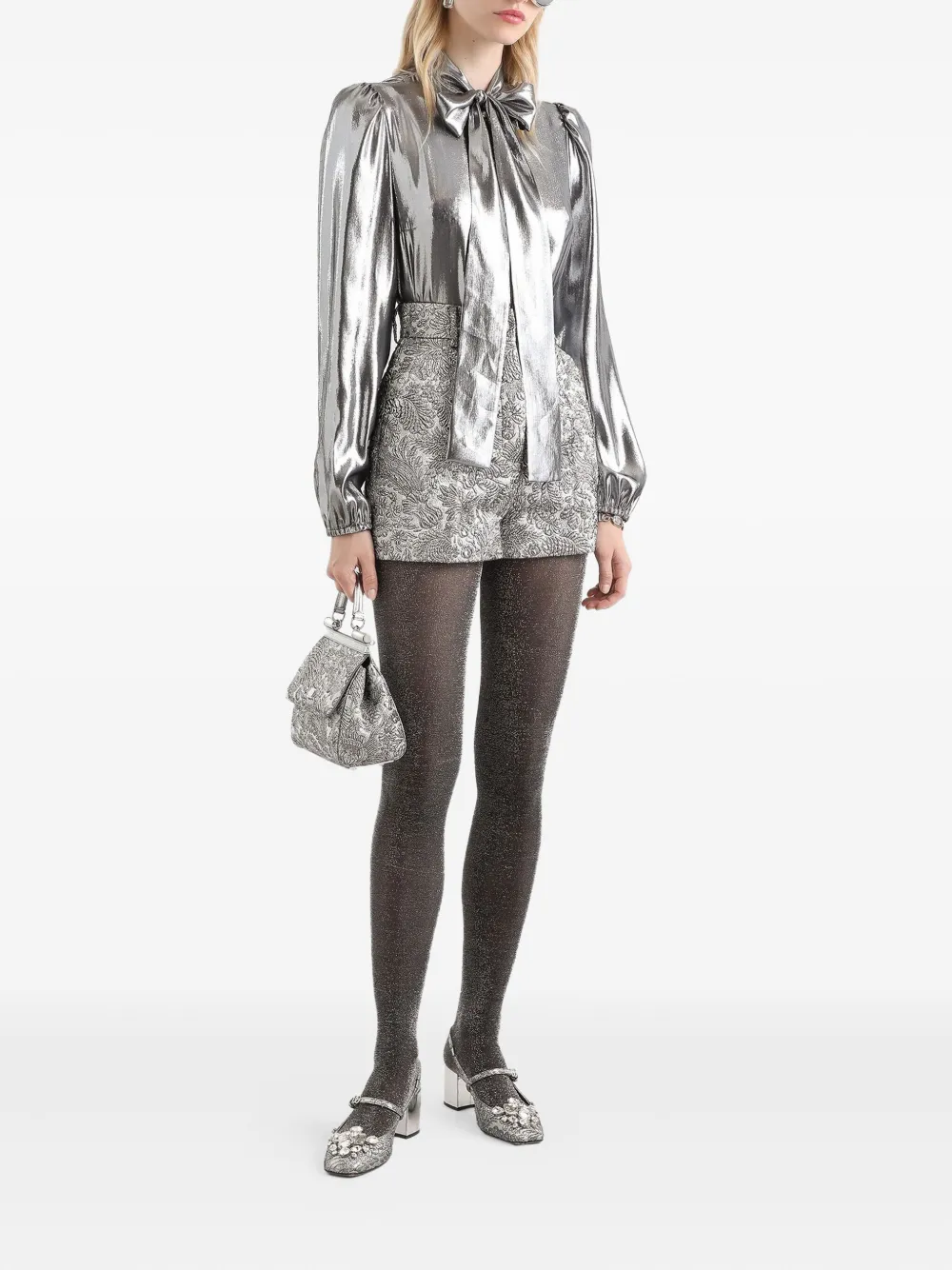 Dolce & Gabbana Lamé chiffon blouse - Zilver