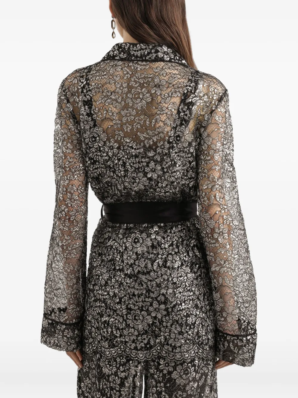 Dolce & Gabbana Lace Floral Shirt In Black
