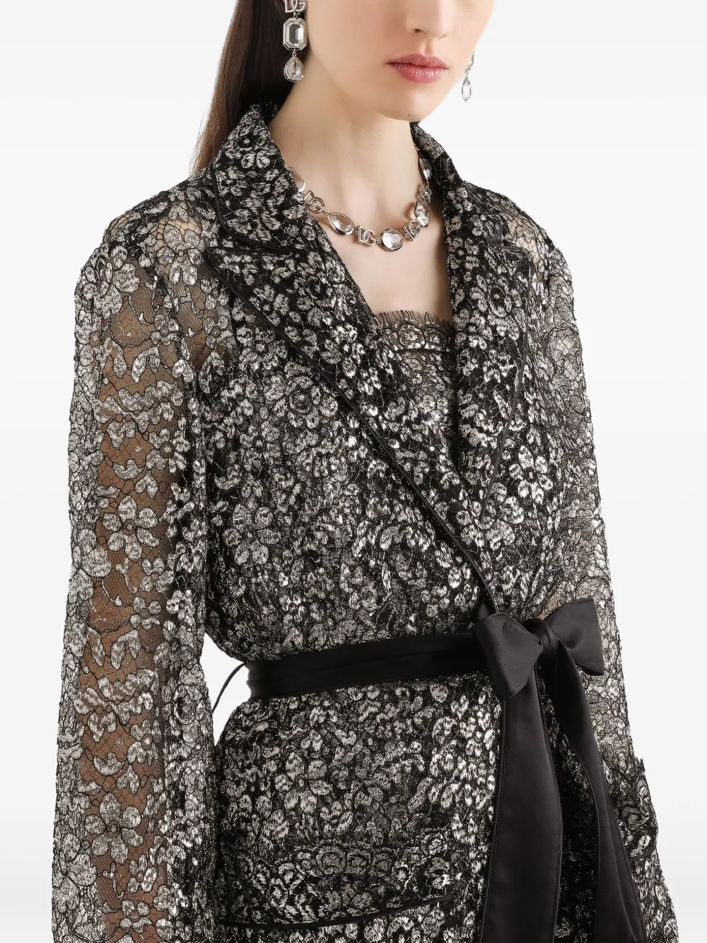 Dolce & Gabbana Lace Floral Shirt In Black