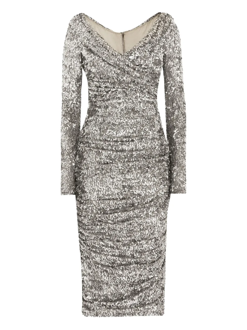 Dolce & Gabbana draped sequin midi dress | Silver | Image 1