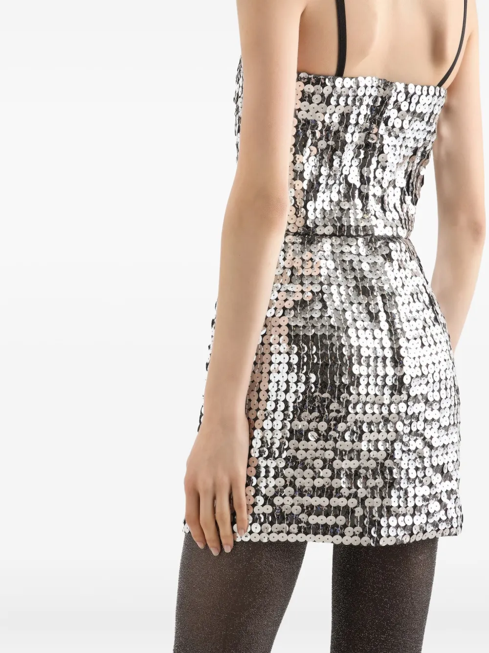 Dolce & Gabbana Sequin Mini Dress In Silver
