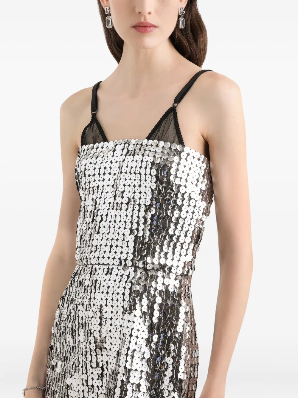 Dolce & Gabbana Sequin Mini Dress In Silver