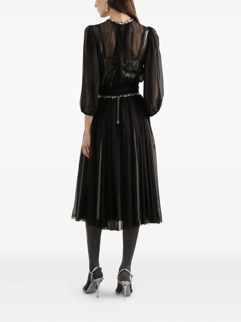 Dolce & Gabbana Chiffon jurk verfraaid met kristallen Zwart