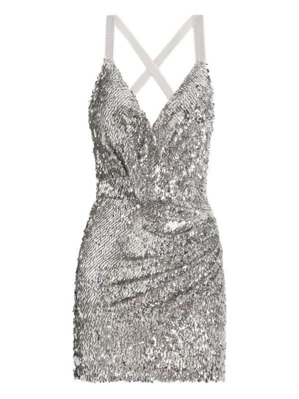 princess polly baby blue dress Silver MissPap Premium Mixed Sequin Backless Mini Dress main image 0