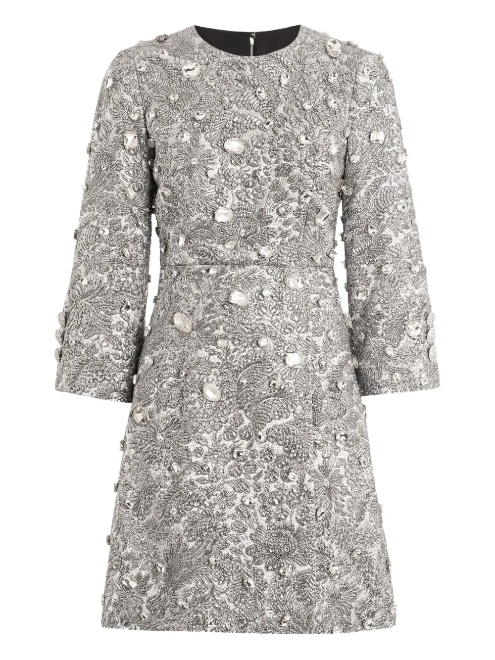 Dolce & Gabbana floral-jacquard lamé mini dress - Silver