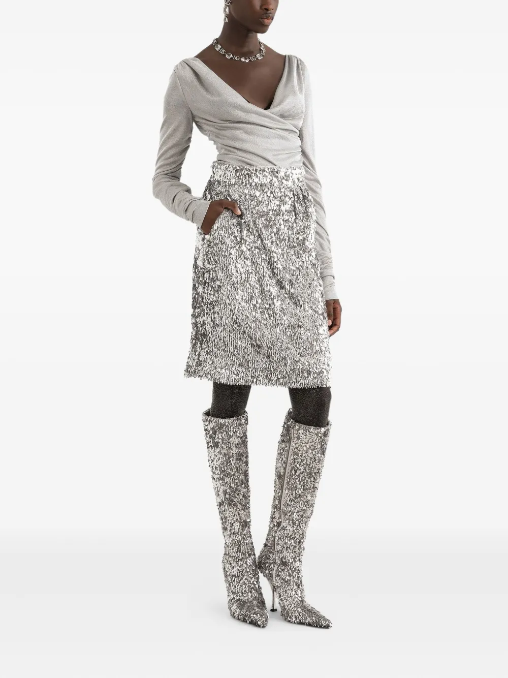 Dolce & Gabbana Gedrapeerde top - Zilver