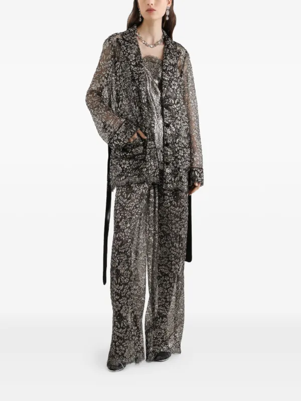 Dolce & Gabbana Lamé Lace Trousers | Black | FARFETCH