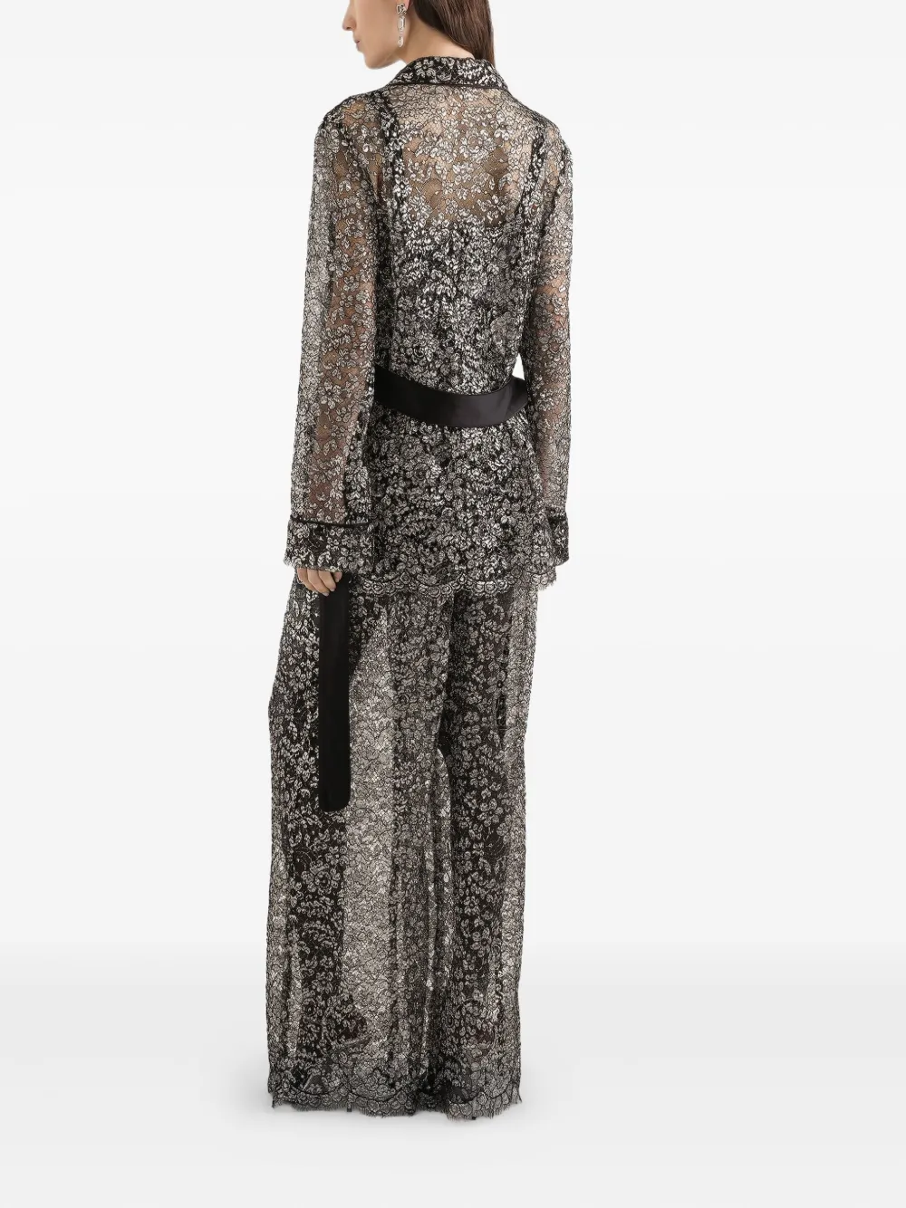 Dolce & Gabbana Lamé Lace Trousers In Black