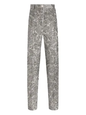Dolce & Gabbana floral-jacquard Lamé Trousers | Silver | FARFETCH