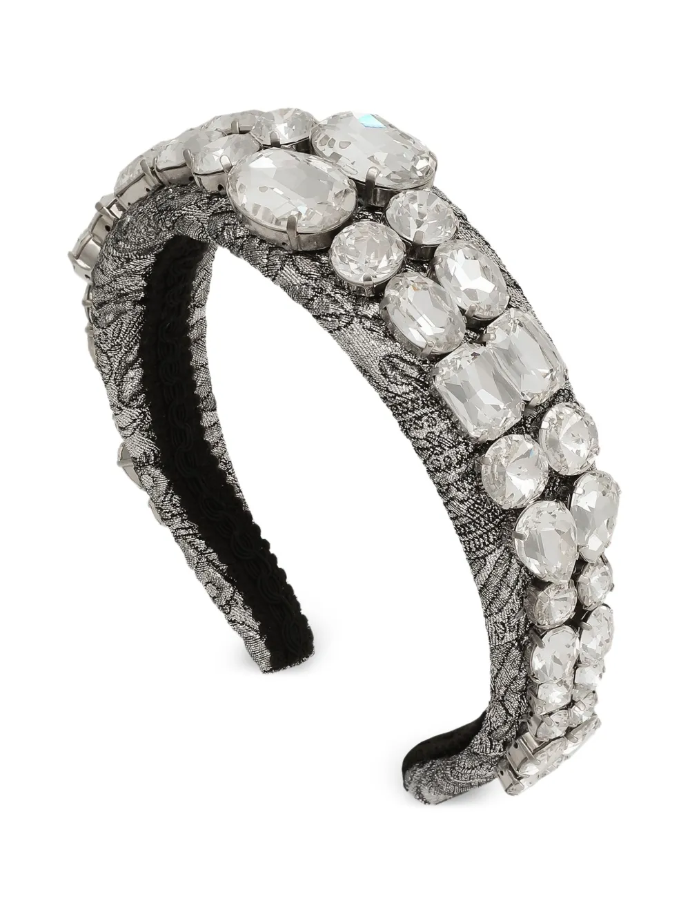 Dolce & Gabbana Floral-jacquard Headband In Metallic