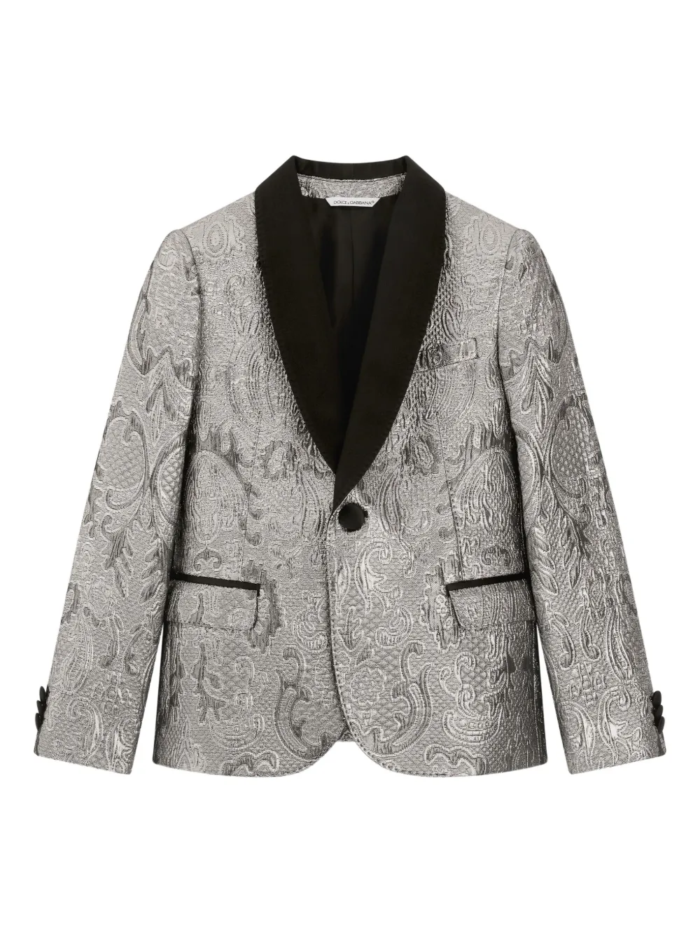 Dolce & Gabbana Jacquard Single-breasted Jacket In Gray