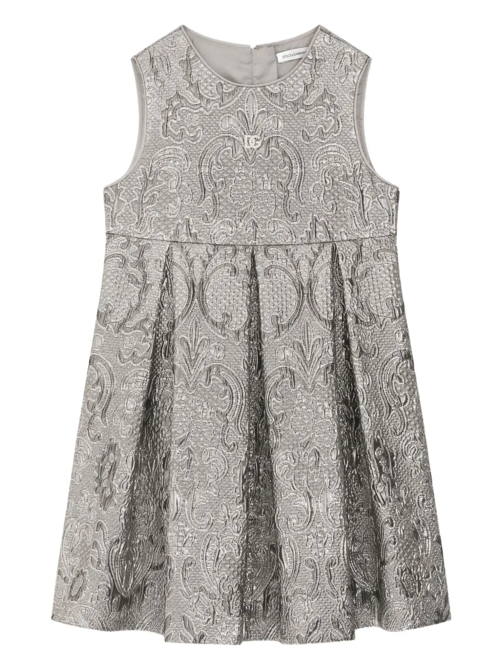 Dolce & Gabbana Kids Abito smanicato con motivo jacquard - Grigio