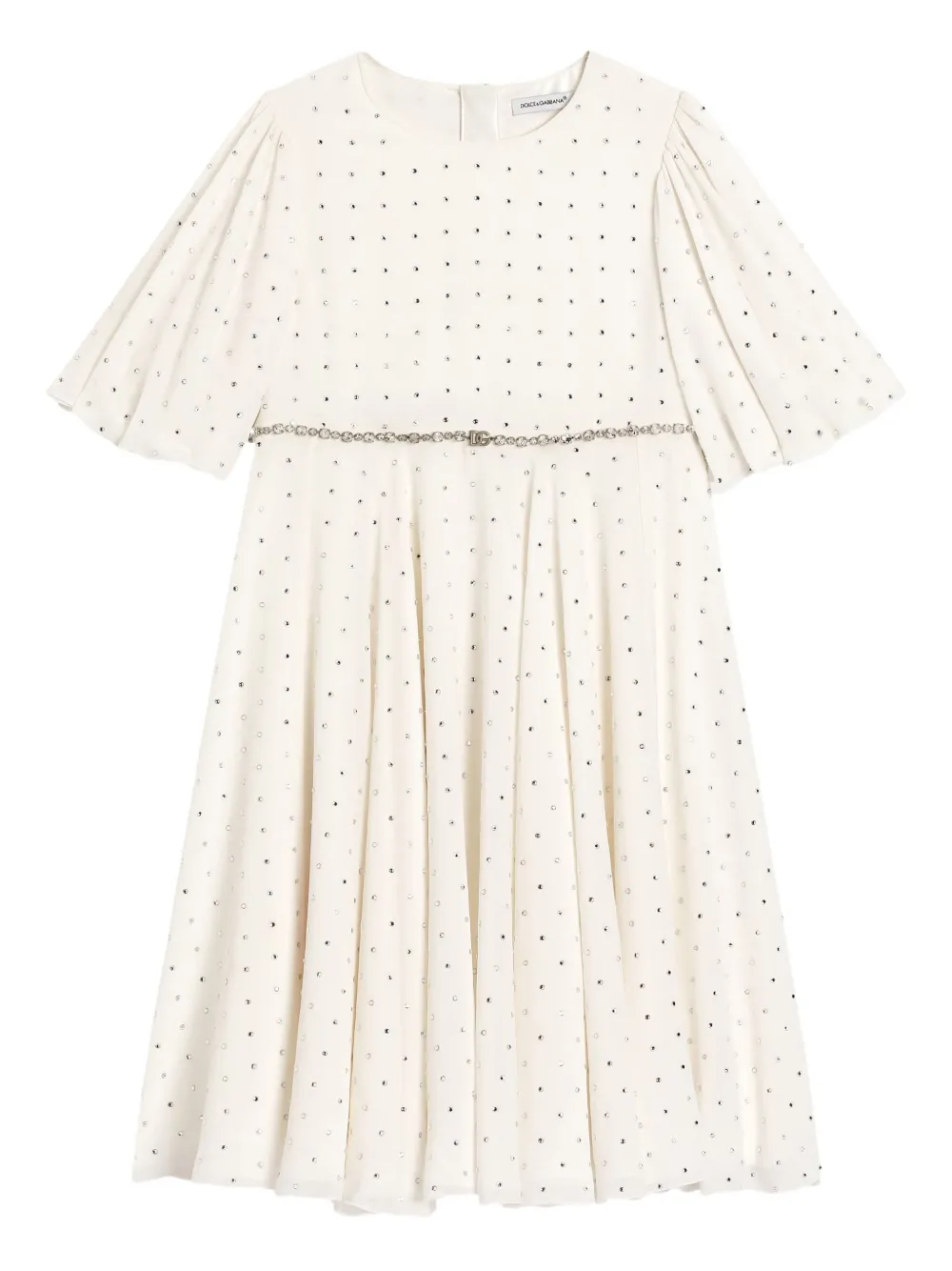 Dolce & Gabbana Kids' Georgette Embellished Dress In White