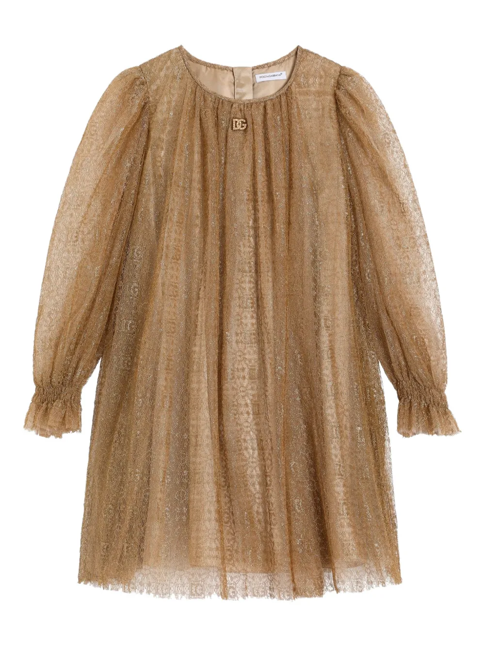 Dolce & Gabbana Kids Abito lamé - Marrone