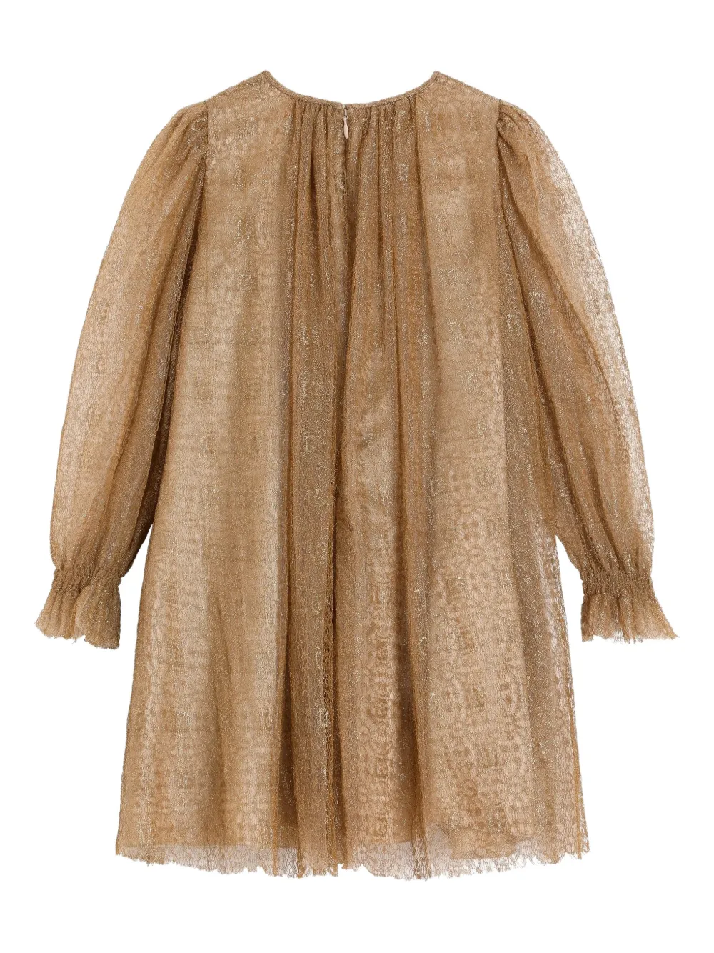 Dolce & Gabbana Kids Lamé jurk met kant Bruin