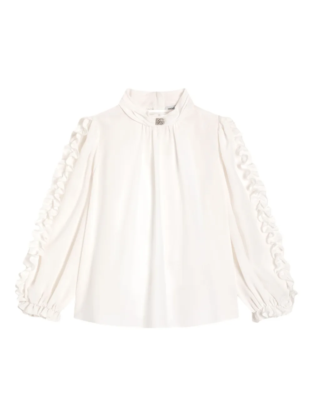 Dolce & Gabbana Ruffled Crêpe De Chine Blouse In Neutral