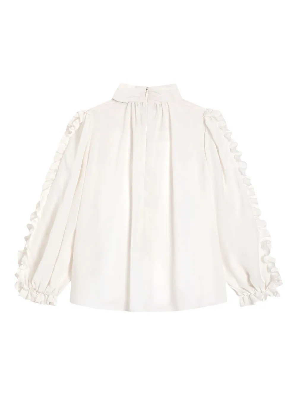 Dolce & Gabbana Ruffled Crêpe De Chine Blouse In Neutral