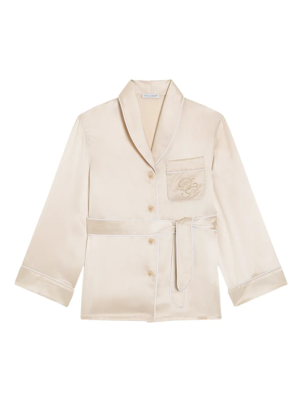 Dolce & Gabbana Kids Seidenhemd mit Paspeln - Nude