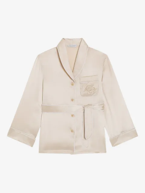 Dolce & Gabbana Kids camisa de seda con costuras