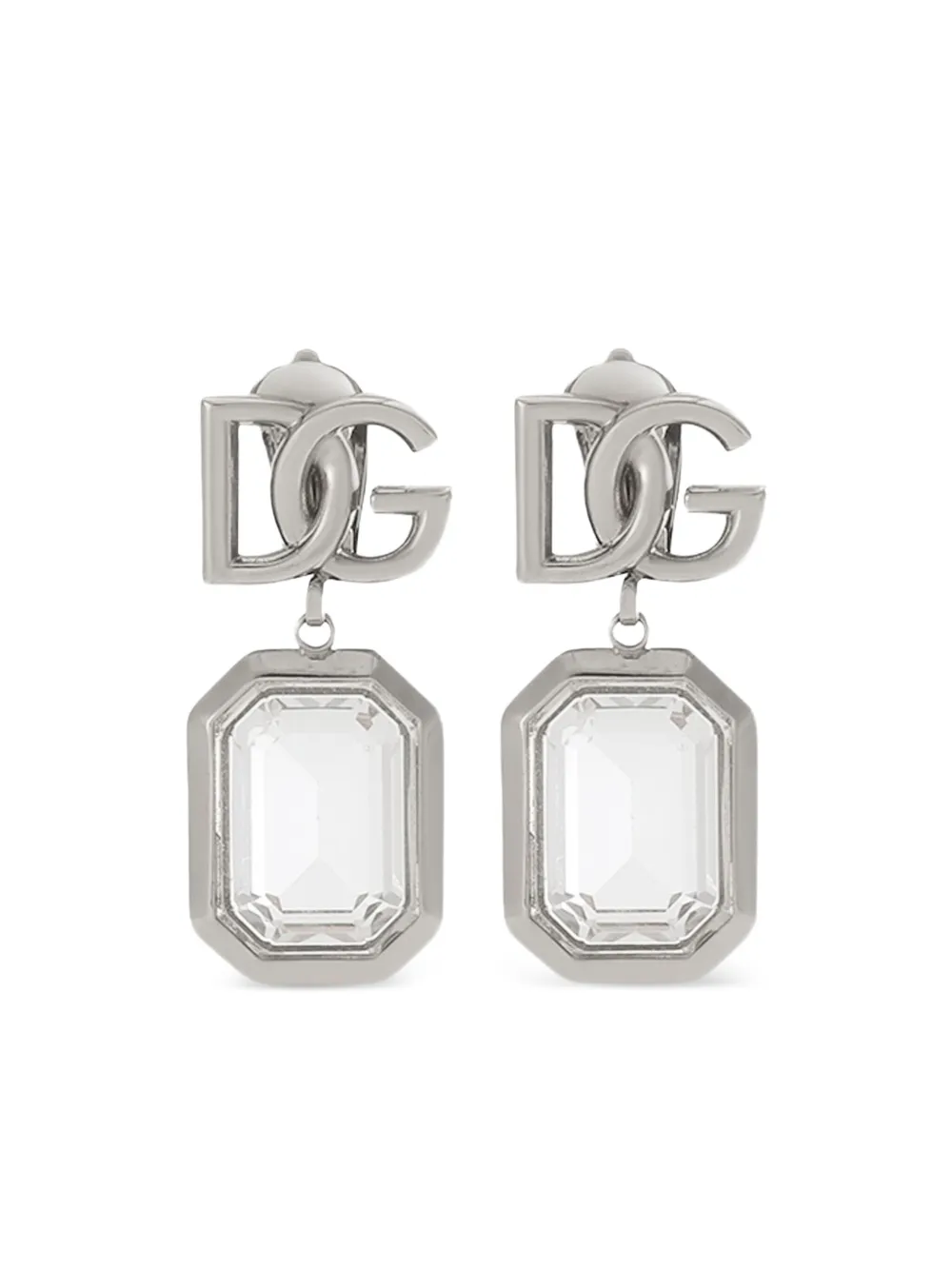 Dolce & Gabbana Brass Glass Holiday Earrings - Silver