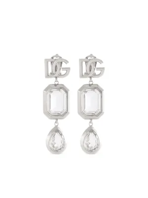 Dolce & Gabbana DGロゴ クリスタル＆パール ドロップピアス