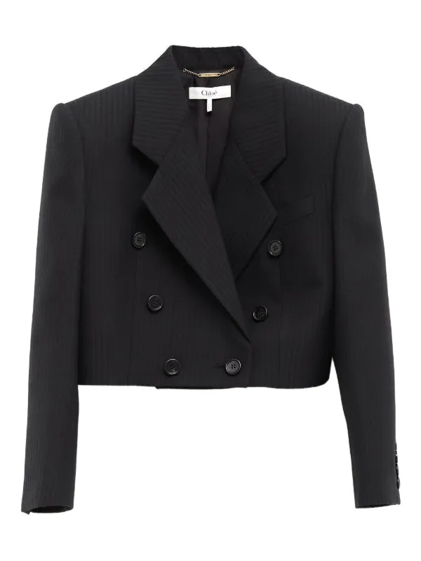 Chloé Spencer Striped Button Blazer in Black
