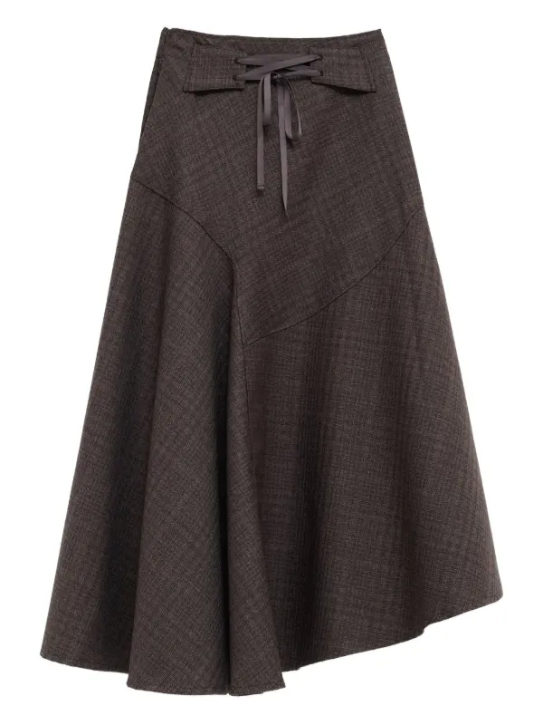 OUR LEGACY Waltz Check-pattern Midi Skirt in Brown