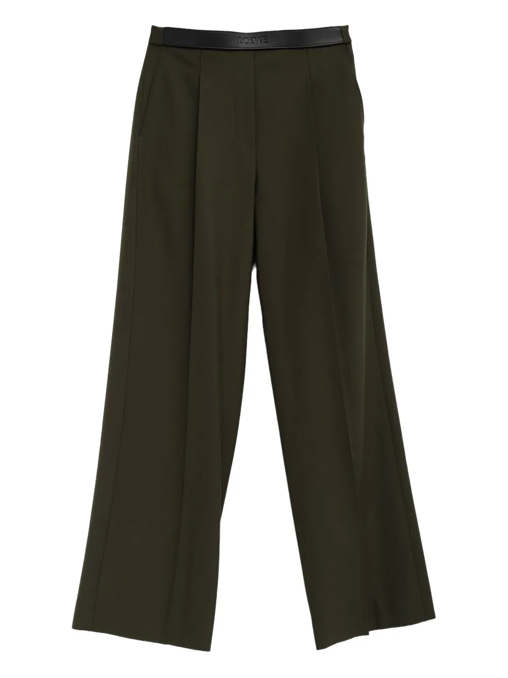 Loewe Leather-trim Trousers In Green