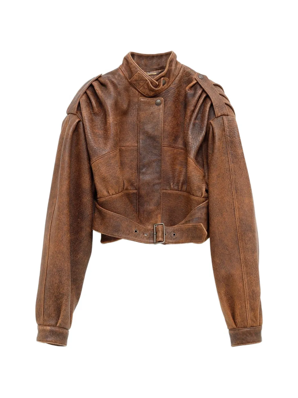 Chloé buckled leather jacket - Marrone