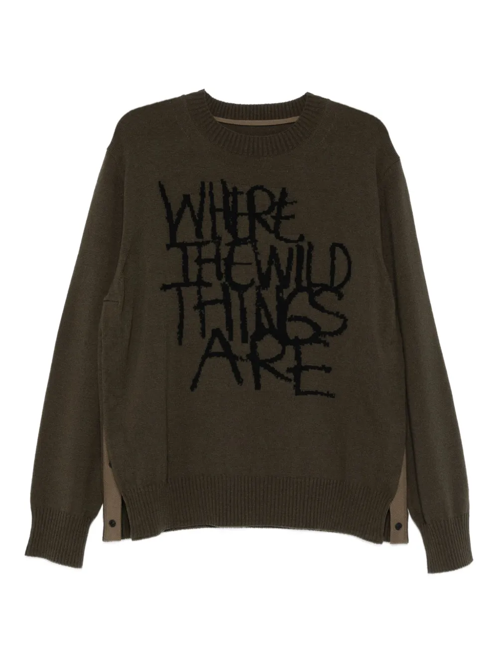 sacai text-print sweater | Green | Image 1