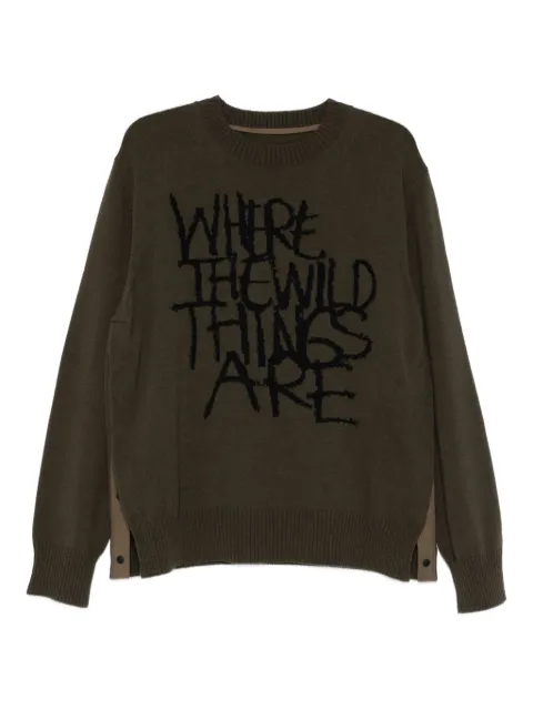 sacai sweater med teksttryk