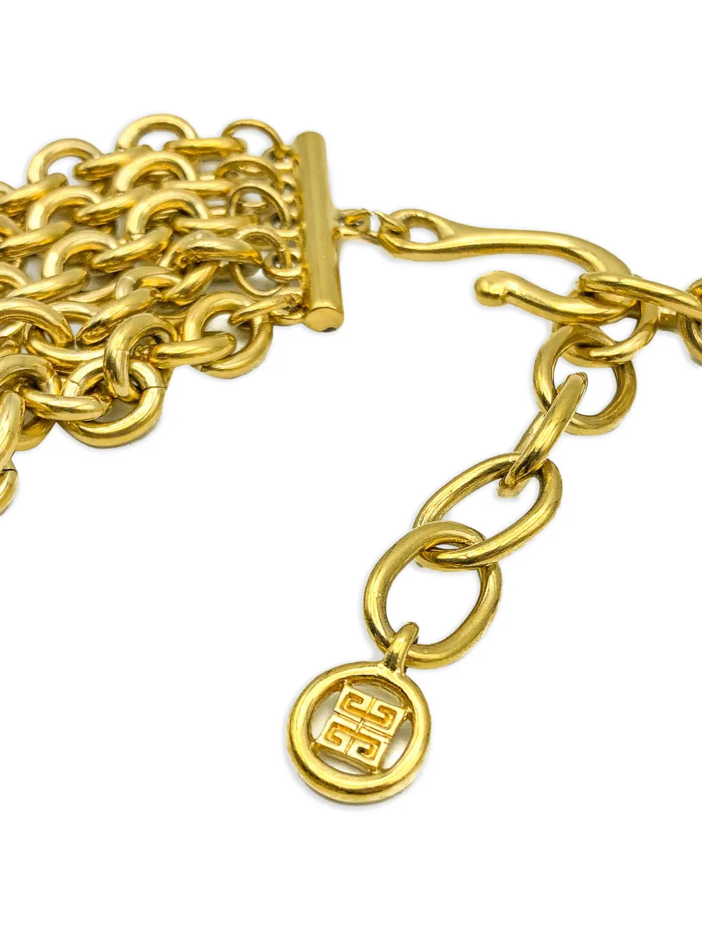 Givenchy Pre-owned 1990s Multi-chain Logo Charm Necklace in Gold, view 3