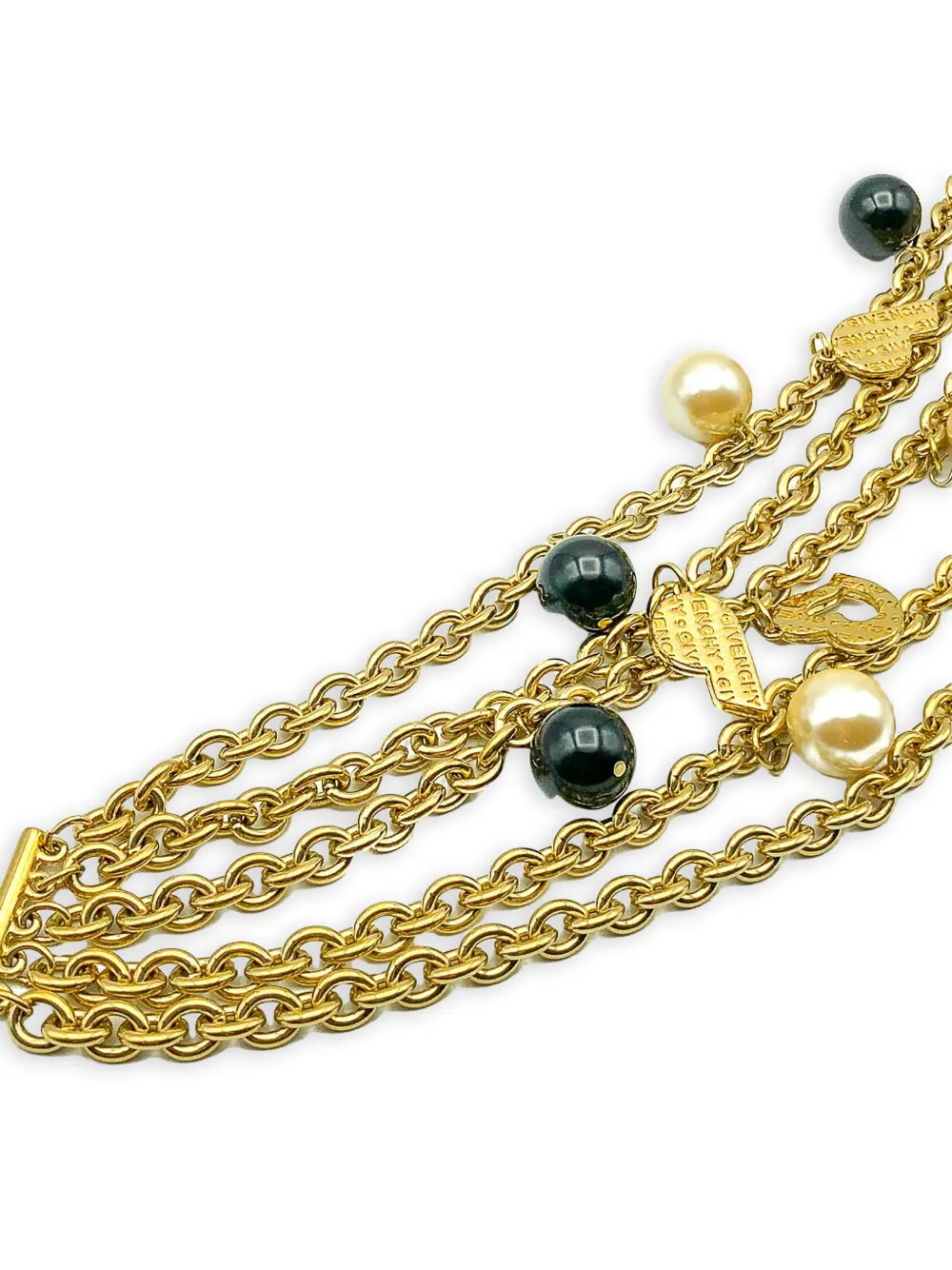 Givenchy Pre-owned 1990s Multi-chain Logo Charm Necklace in Gold, view 5