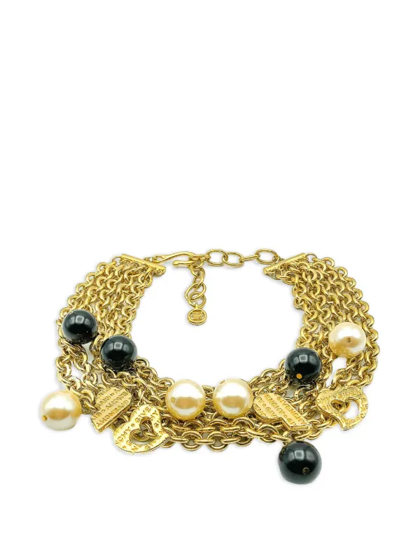 Givenchy Pre-owned 1990s Multi-chain Logo Charm Necklace in Gold
