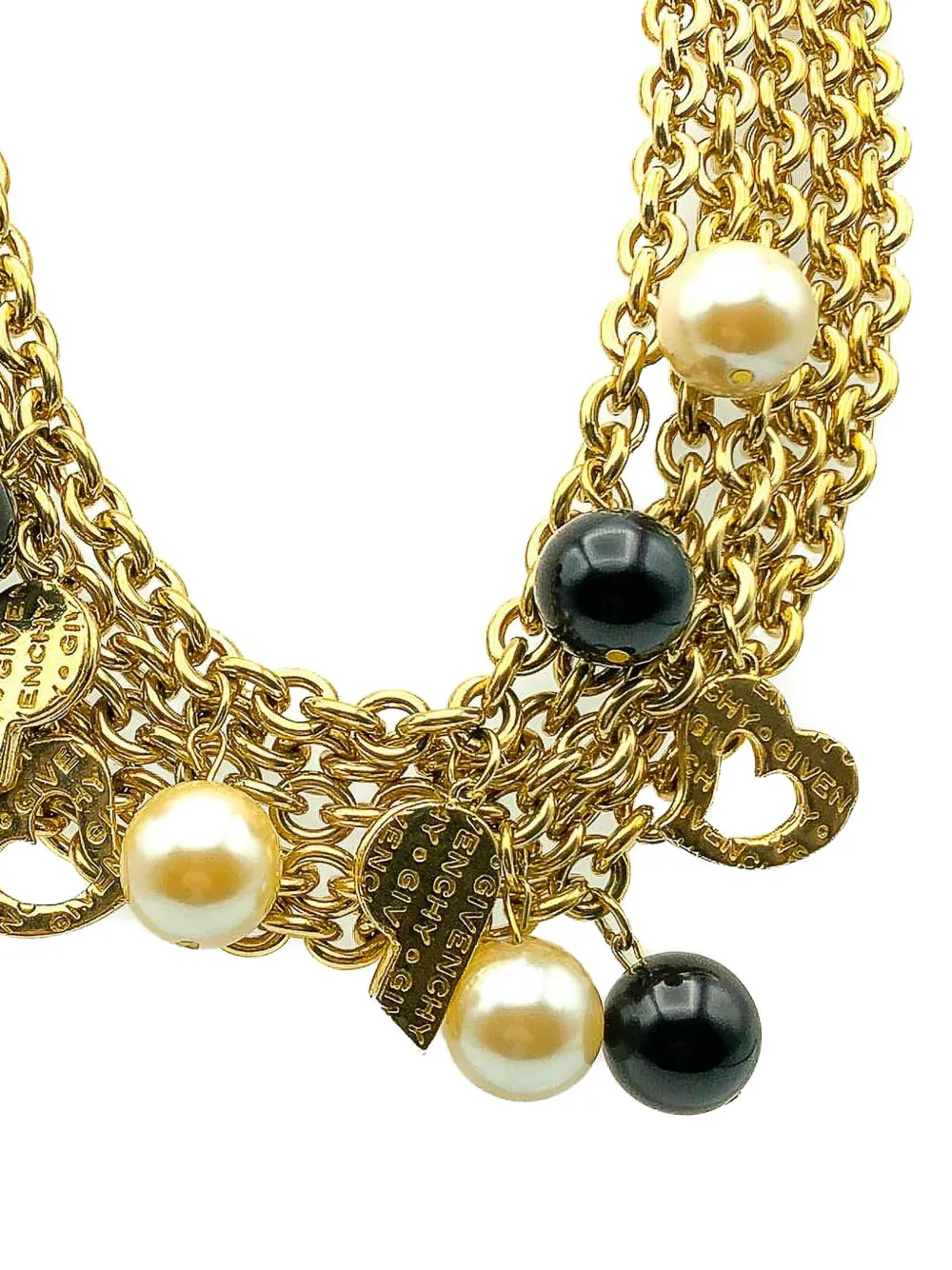 Givenchy Pre-owned 1990s Multi-chain Logo Charm Necklace in Gold, view 2