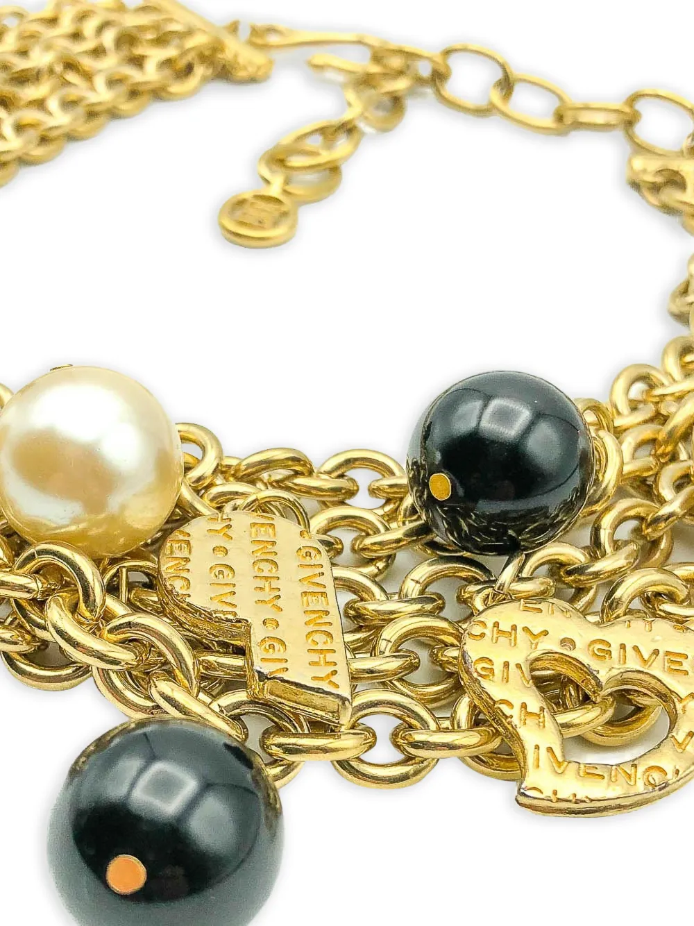 Givenchy Pre-owned 1990s Multi-chain Logo Charm Necklace in Gold, view 4