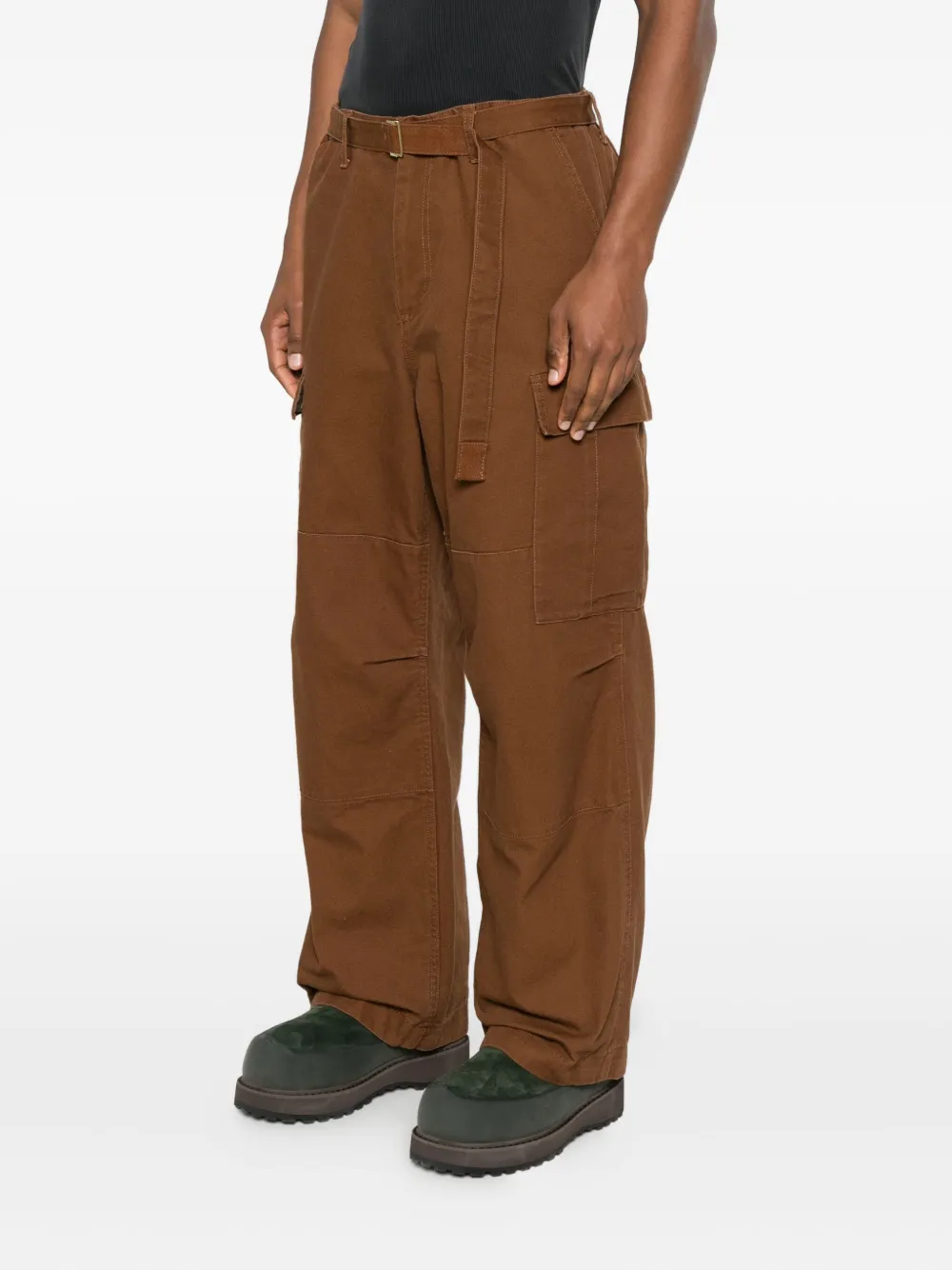 Sacai X Carhartt Wip Duck Cotton Trousers In Brown
