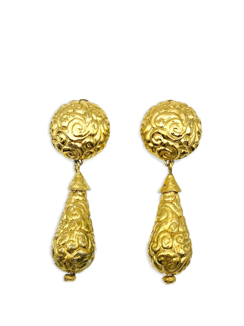 Saint Laurent Pre-Owned 1980s Repoussé Bomb earrings - Oro