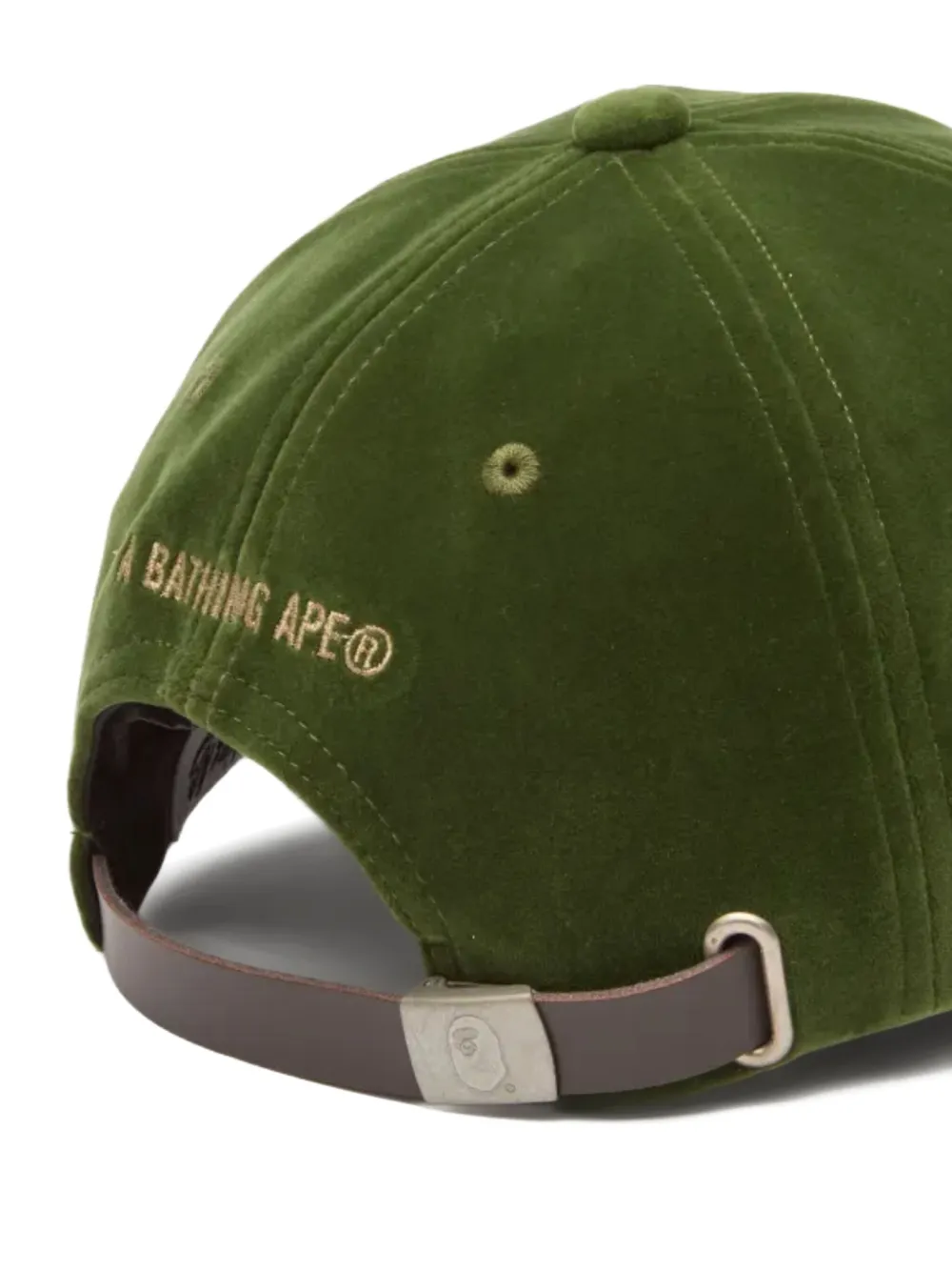 A BATHING APE Honkbalpet met logopatch Groen
