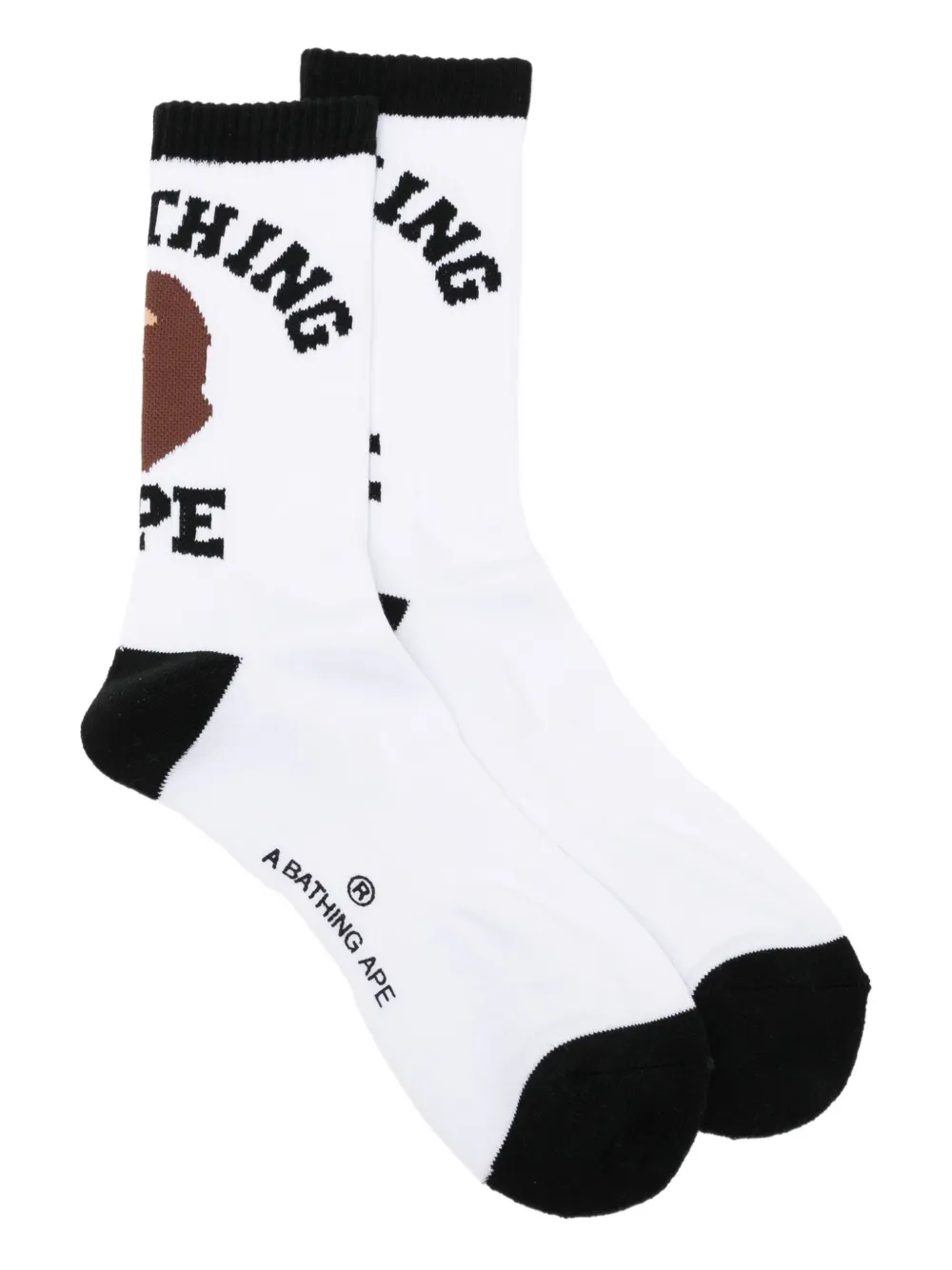 A BATHING APE® logo-printed socks | White | Image 1