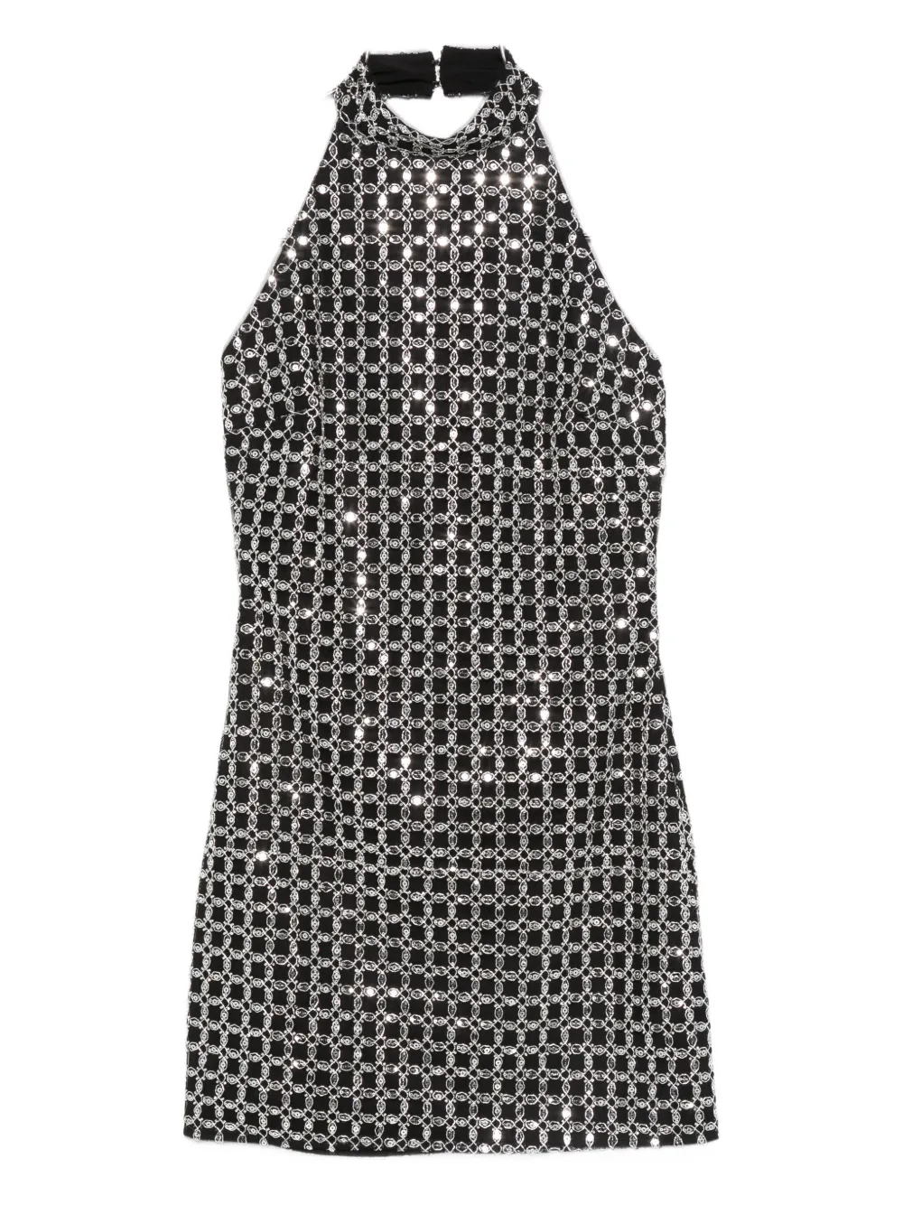 ROTATE BIRGER CHRISTENSEN vestido con cuello halter y detalles metalizados | negro | Image 1