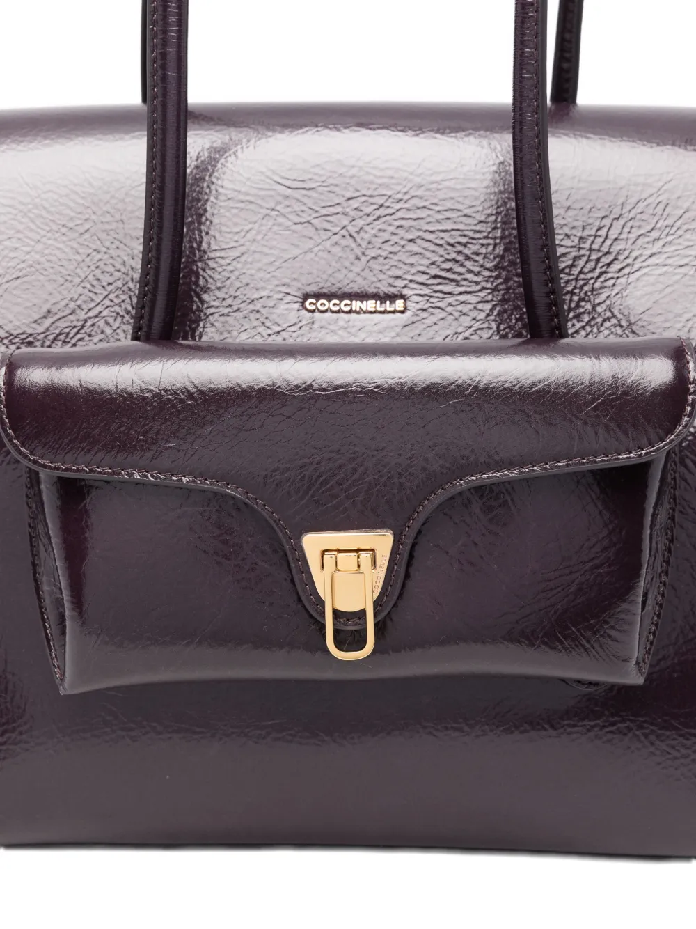 Coccinelle Large Double Beat Tote Bag In Purple