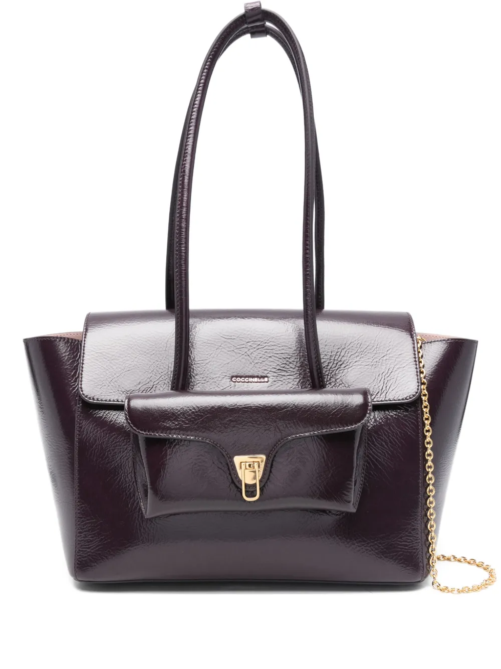 Coccinelle Large Double Beat Tote Bag In Purple